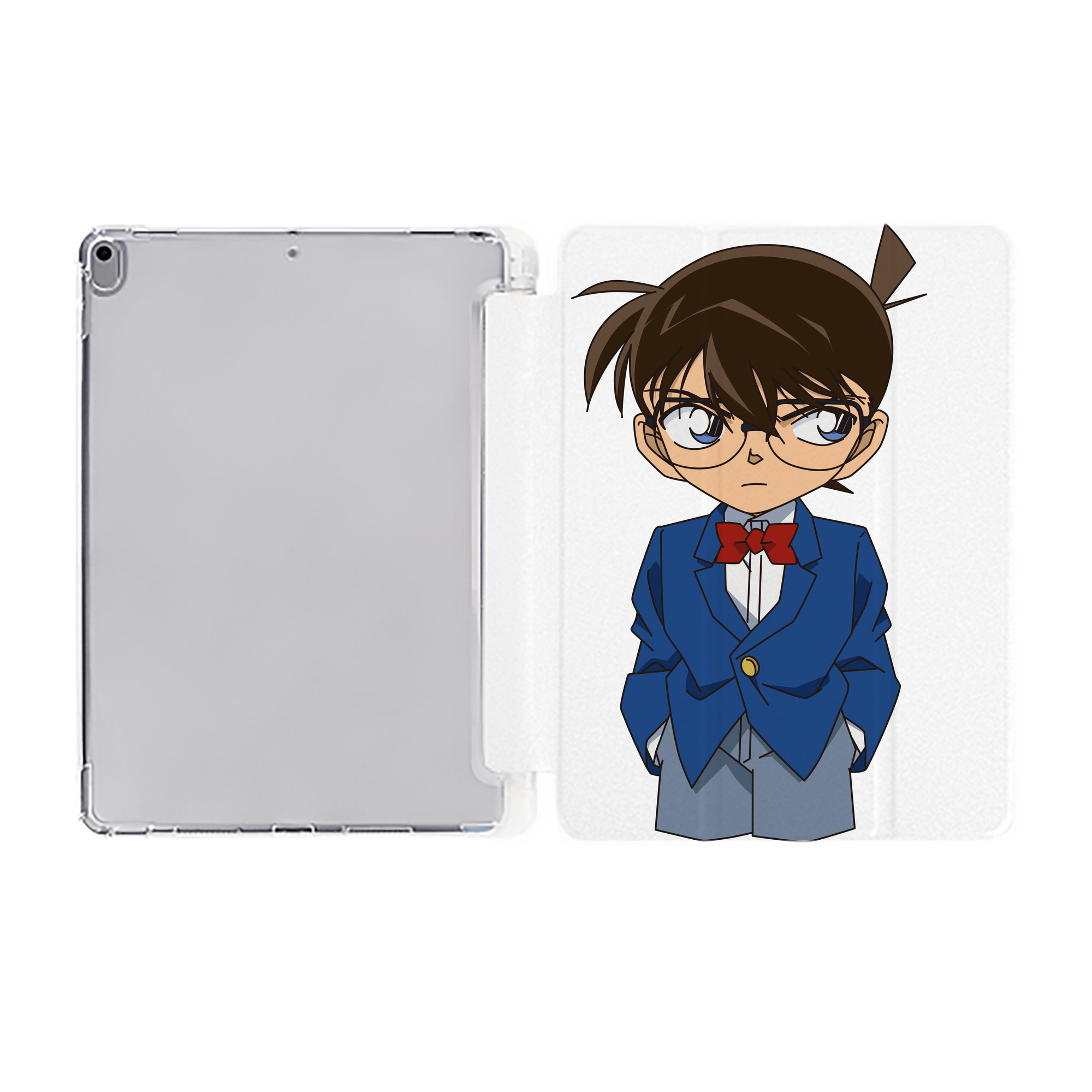 （画像用） 名探偵コナン 江戸川 コナン Detective Conan Conan Edogawa IPad ケース ペン収納付き 三つ折りスタンド PUレザー×シリコン 対応機種9.5/10.5/10.9インチ